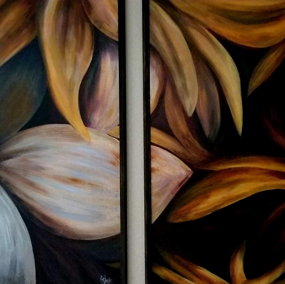 Acrylic Diptic painting 2x 24x48in framed